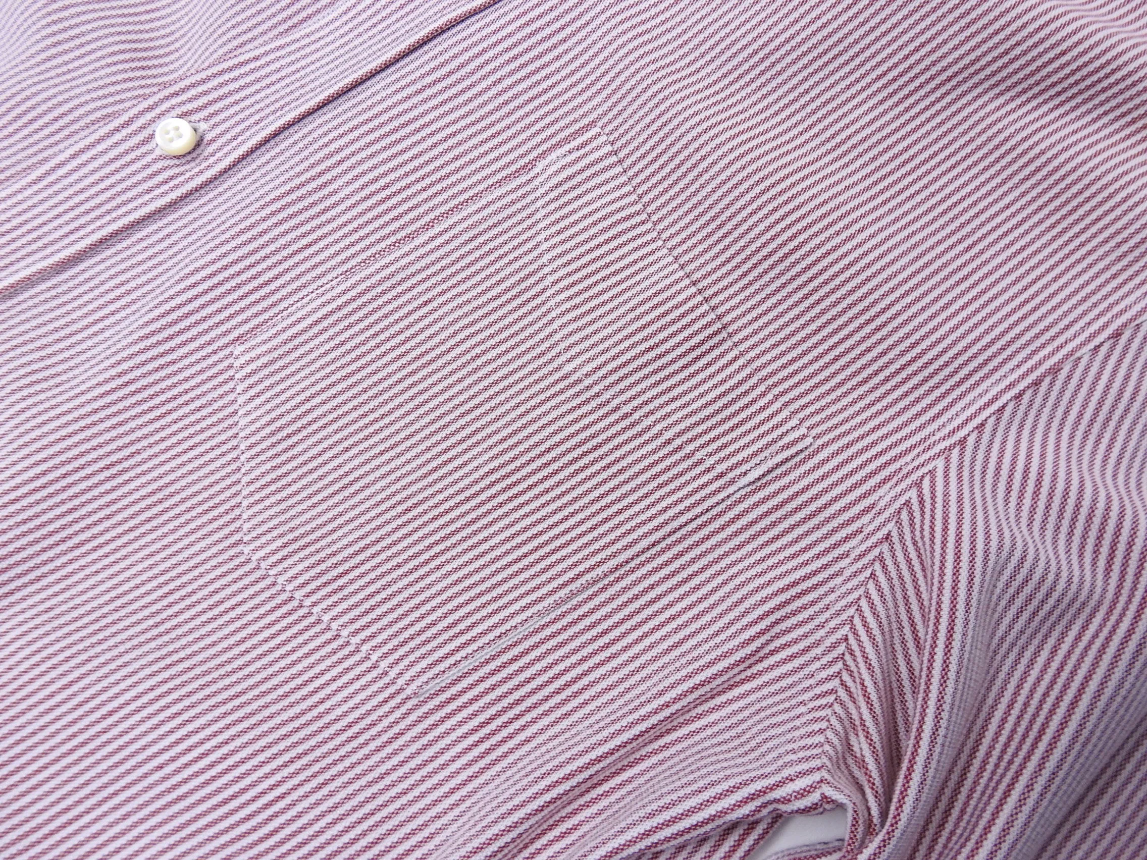 Brunello Cucinelli Red and White Striped Button Down Oxford - L