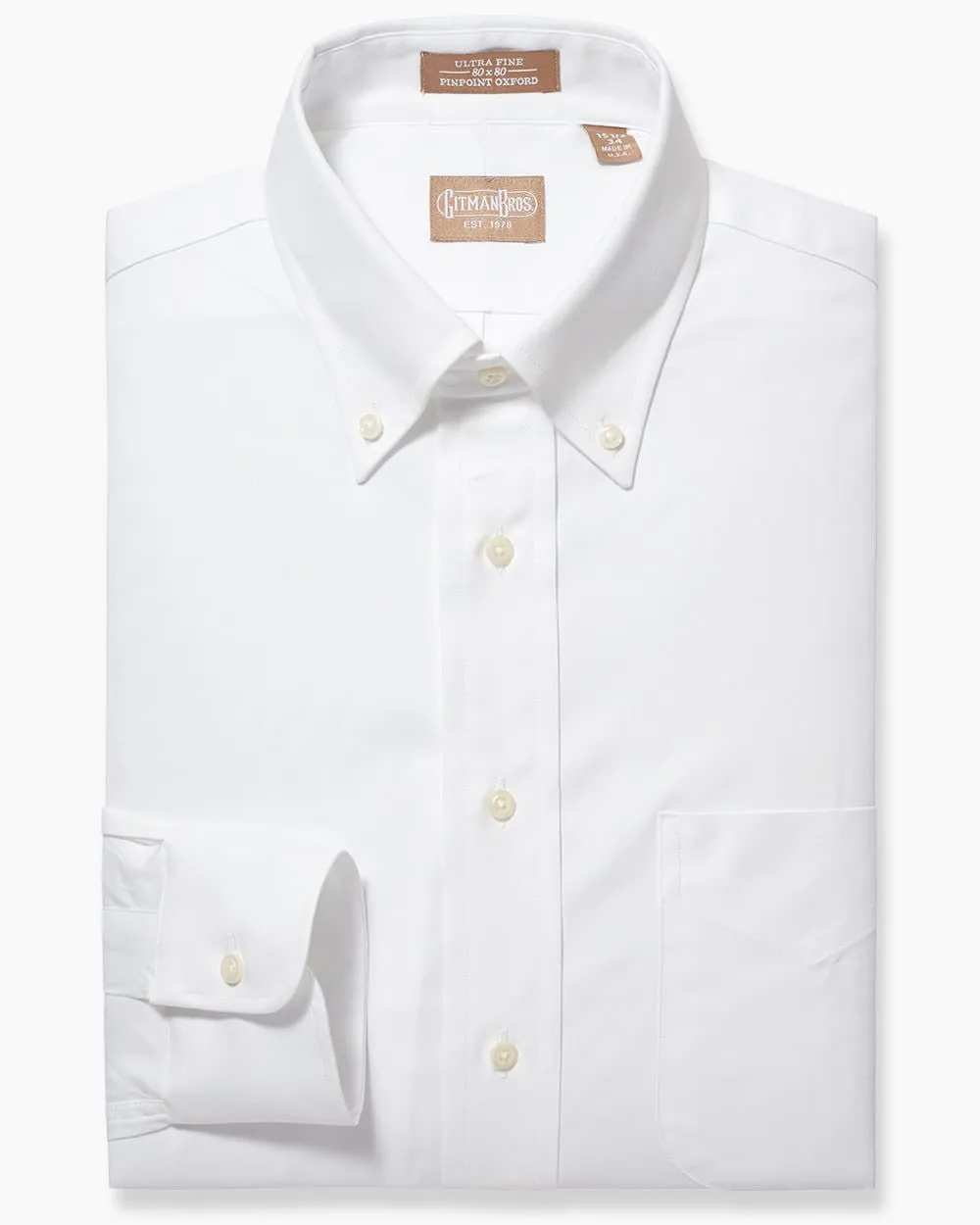 Button Down Pinpoint White - Big/Tall