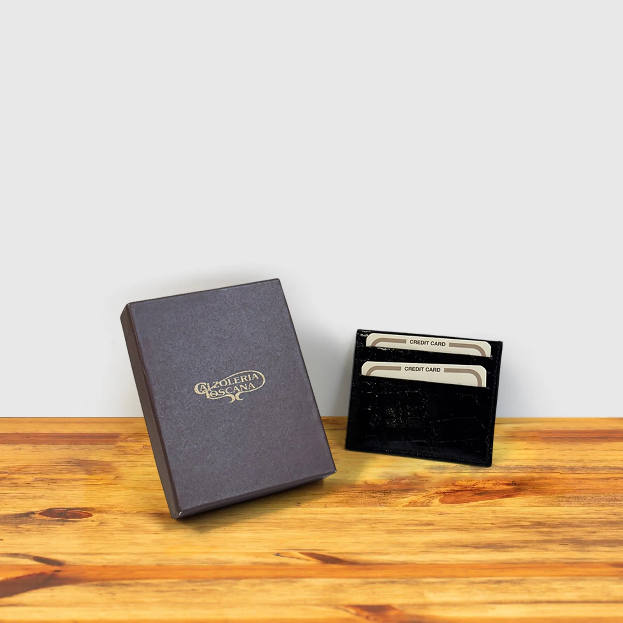 Calzoleria Toscana Kang Crocodile Credit Card Holder