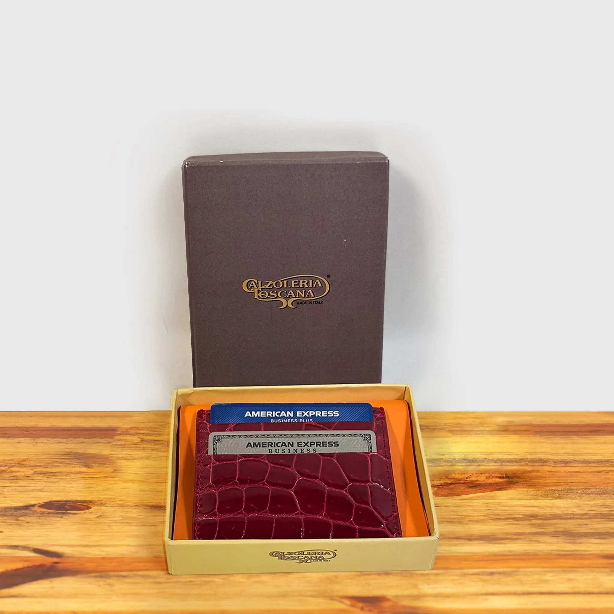 Calzoleria Toscana Kang Crocodile Credit Card Holder