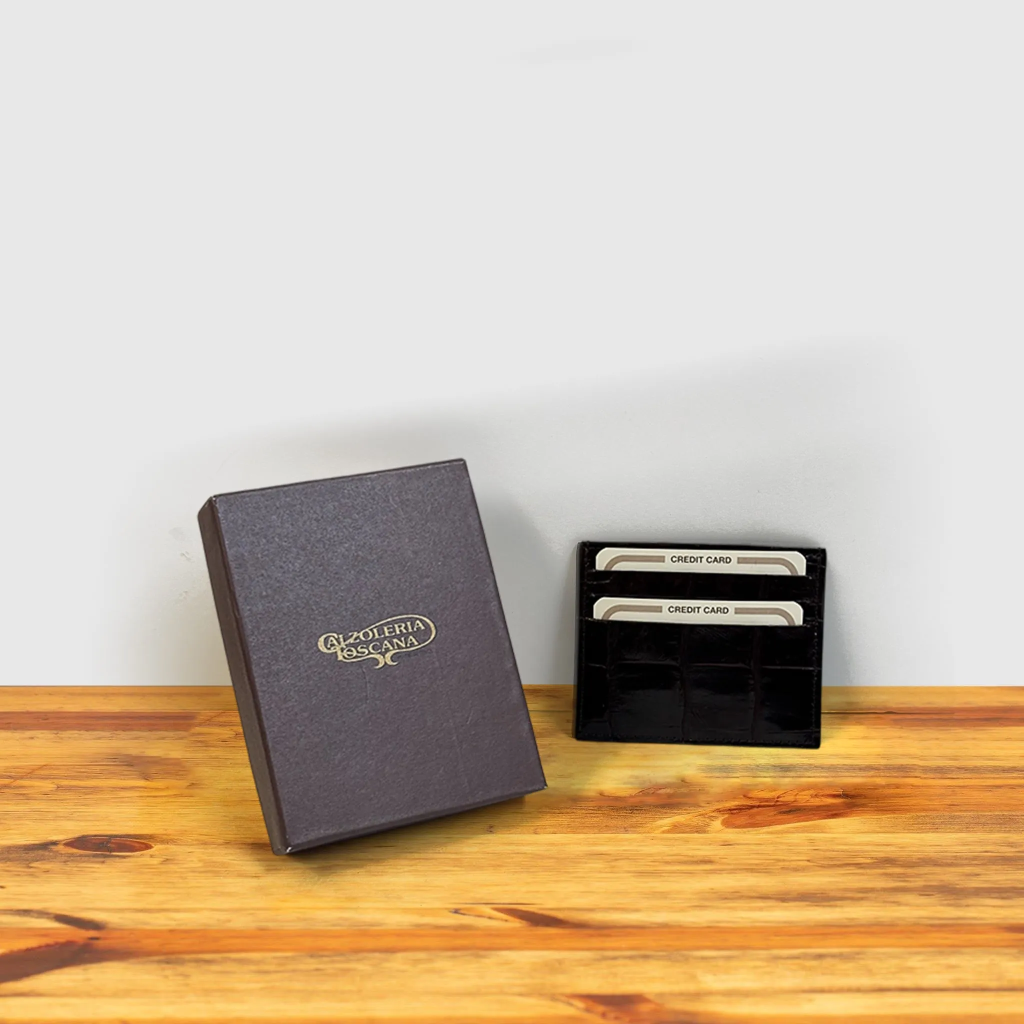 Calzoleria Toscana Kang Crocodile Credit Card Holder