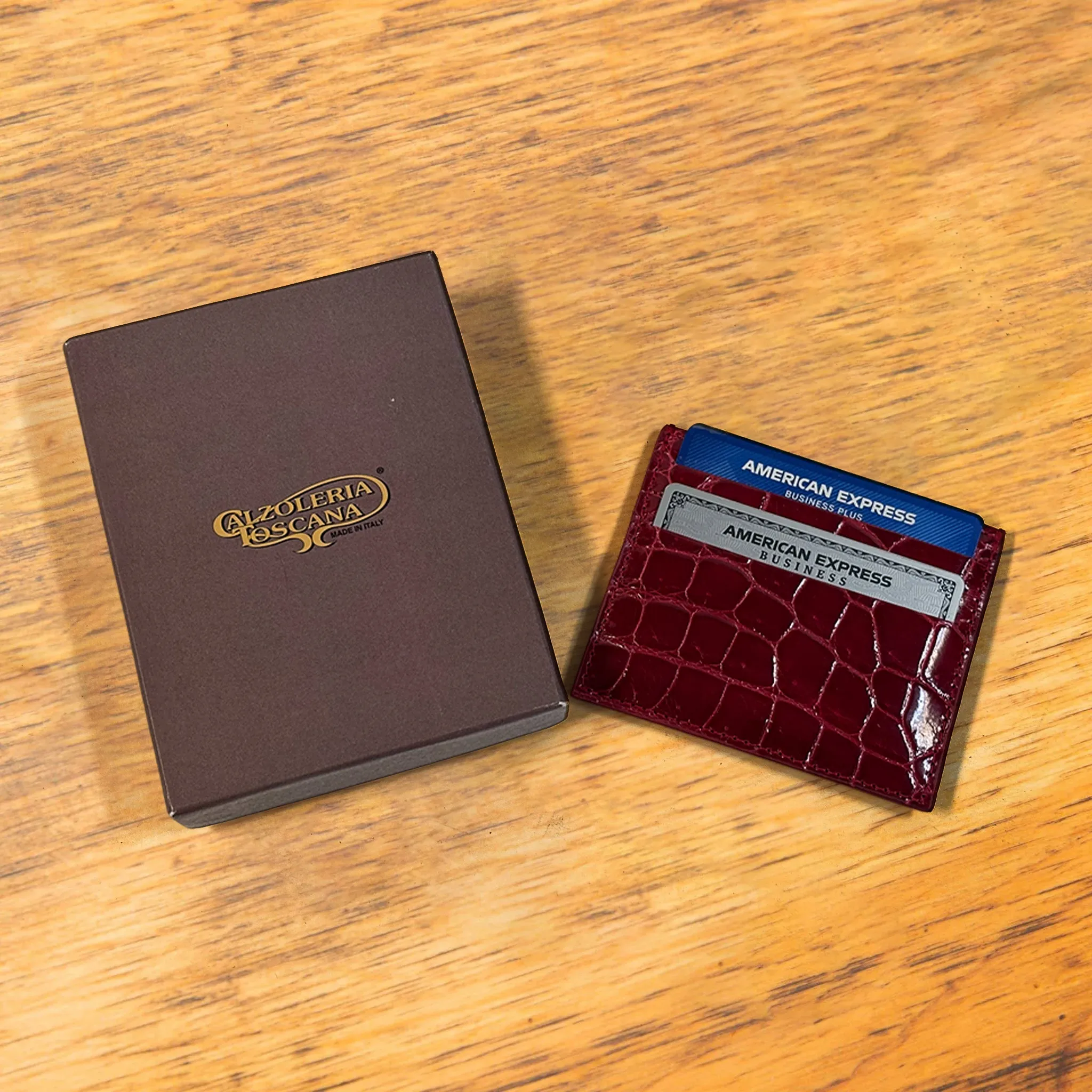 Calzoleria Toscana Kang Crocodile Credit Card Holder