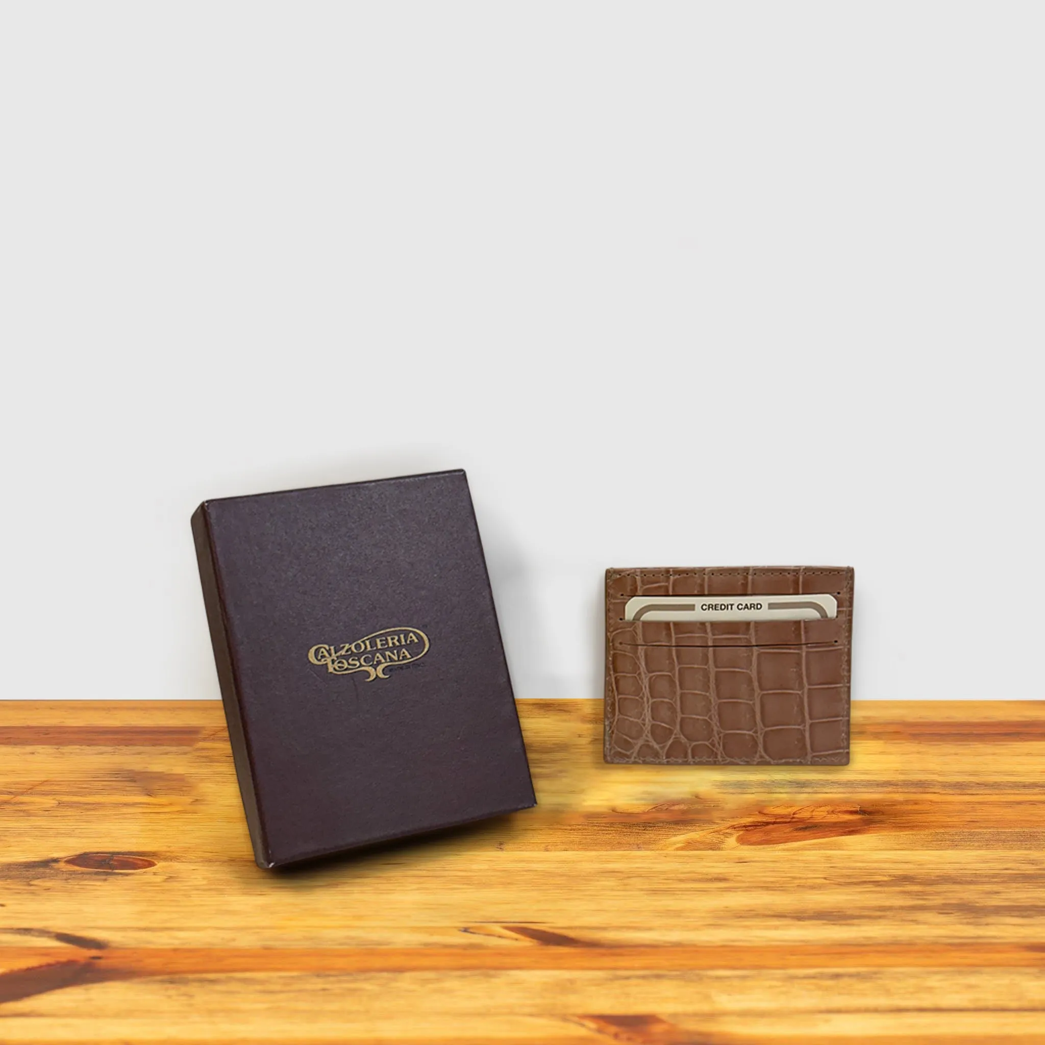 Calzoleria Toscana Kang Crocodile Credit Card Holder