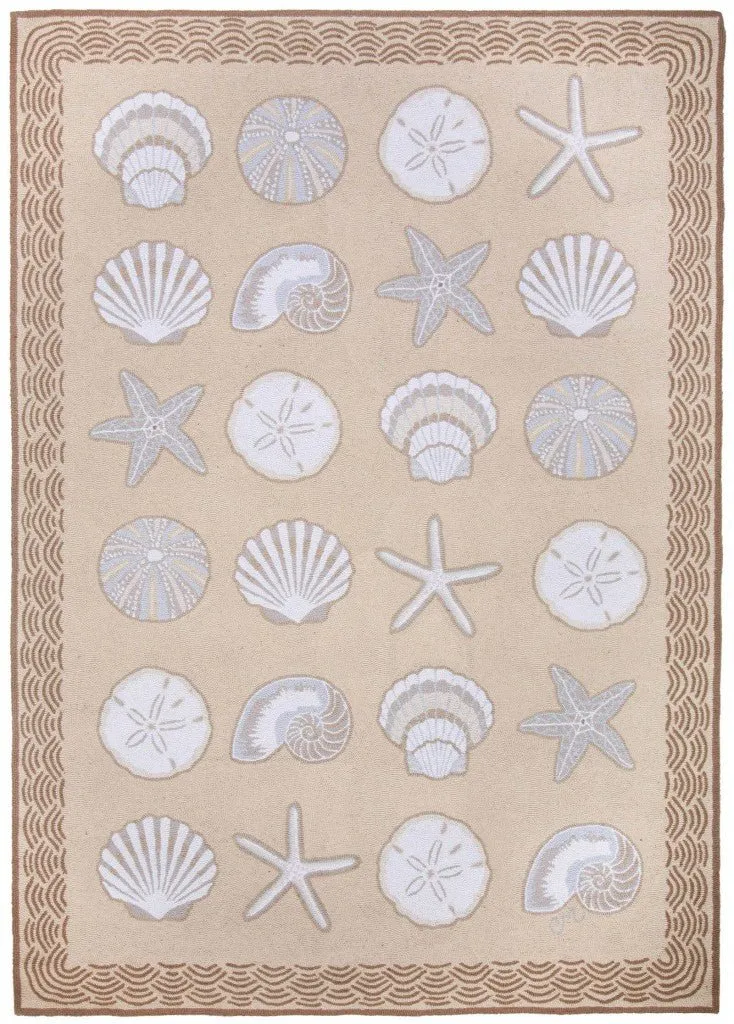 Cape Contemp Shells w/Waves 5x7 Beige