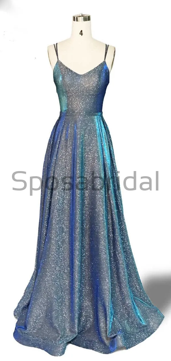 Charming A-line Spaghetti Straps V-Neck Long Vintage Simple Elegant Prom Dresses PD1765