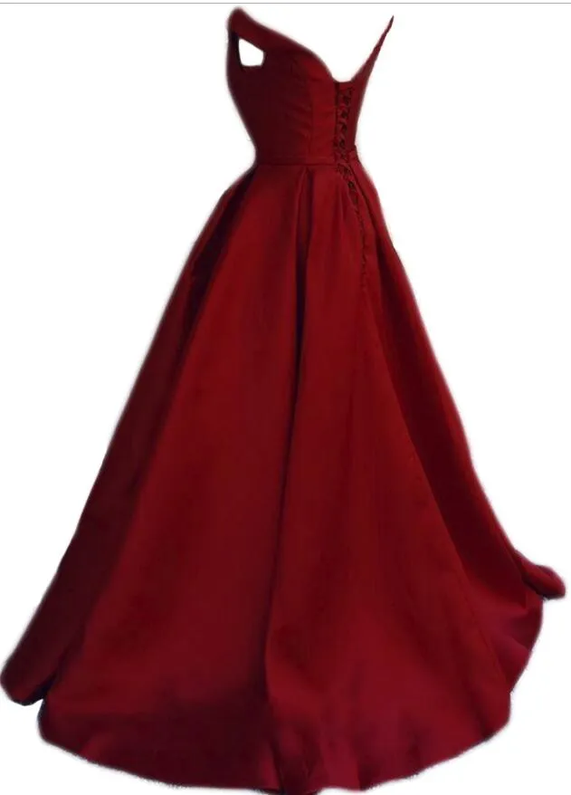 Charming Burgundy Satin Long Prom Gown, Elegant Party Dress, Prom Dress