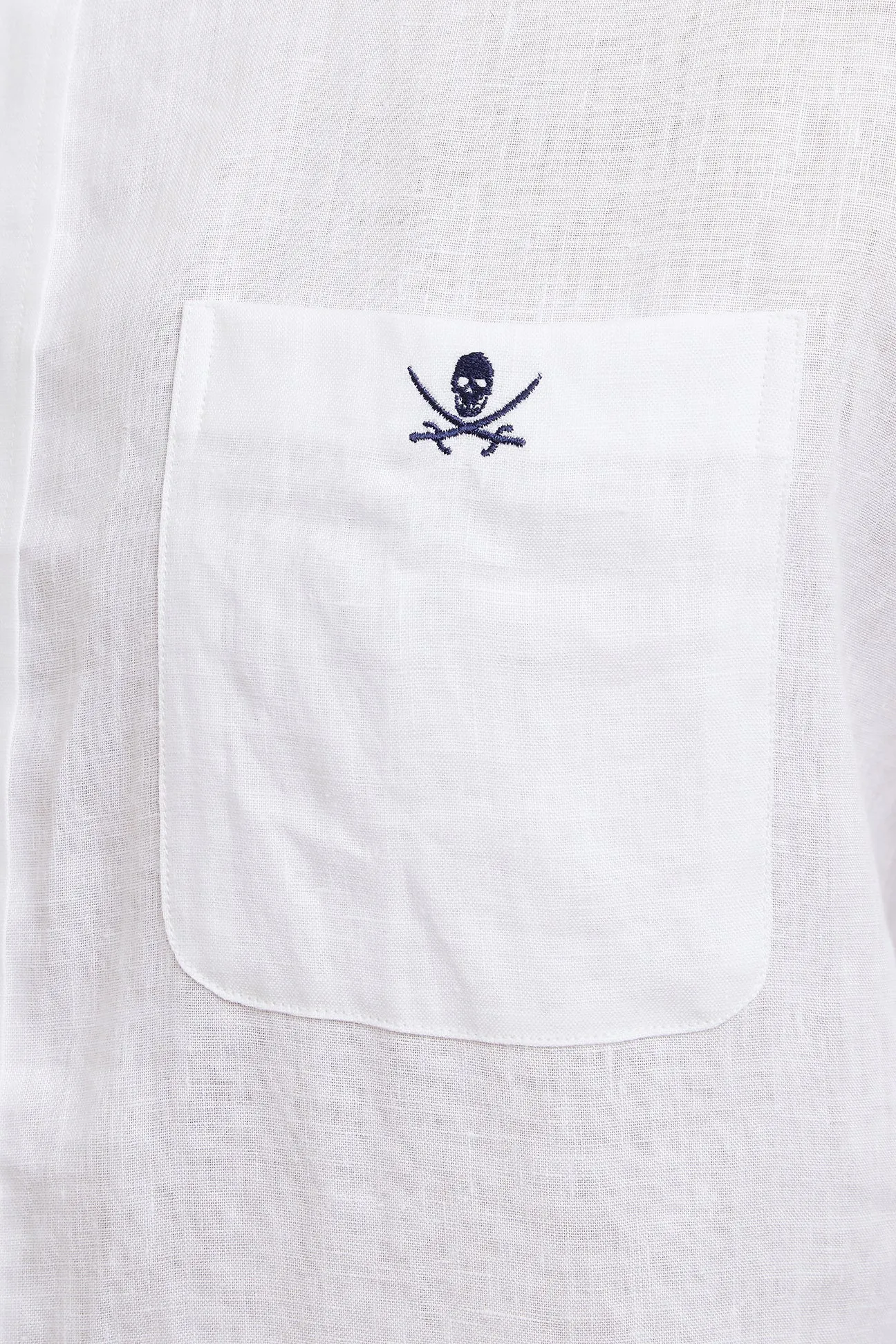 Chase Shirt White with Linen Powder Blue Trim and Calico Jack