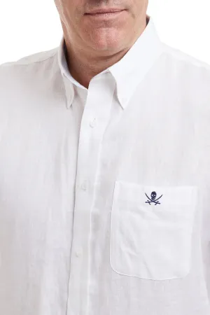 Chase Shirt White with Linen Powder Blue Trim and Calico Jack