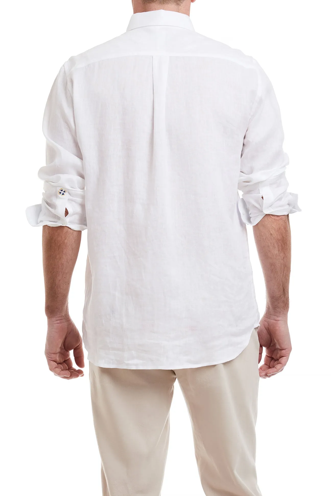 Chase Shirt White with Linen Powder Blue Trim and Calico Jack