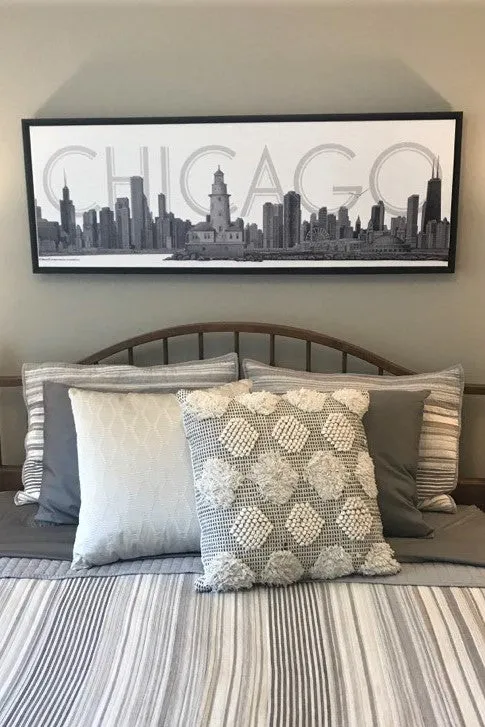 CHICAGO Skyline Canvas Fine Art Pencil Illustration With Floating Frame