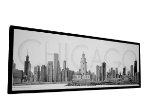 CHICAGO Skyline Canvas Fine Art Pencil Illustration With Floating Frame