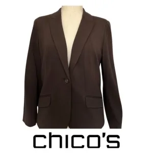 Chico’s Fully Lined Women’s Blazer/Jacket Size 1 Medium 8/10 in Brown