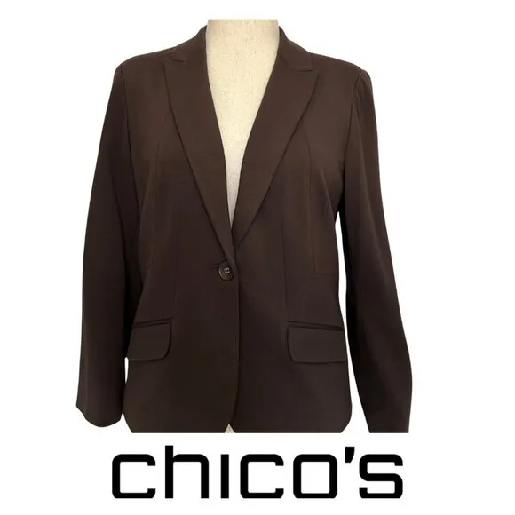 Chico’s Fully Lined Women’s Blazer/Jacket Size 1 Medium 8/10 in Brown
