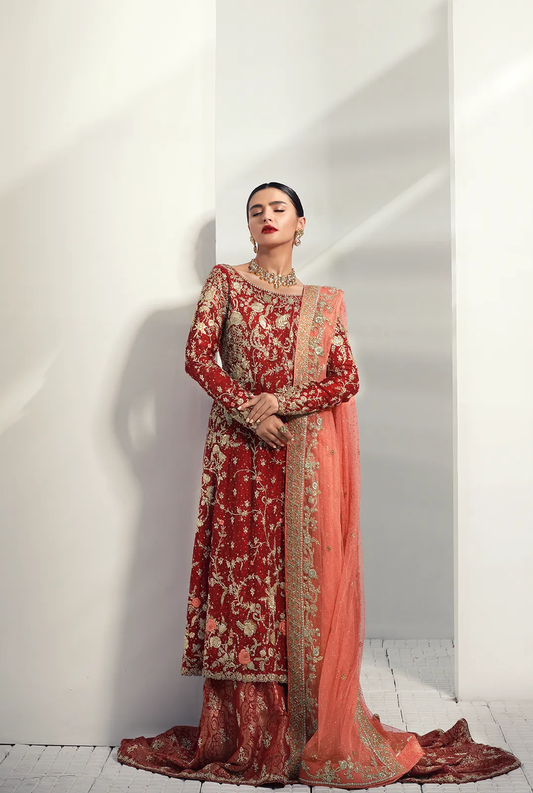 Classic Bridal Red Lehnga with Embroidery #Y6126