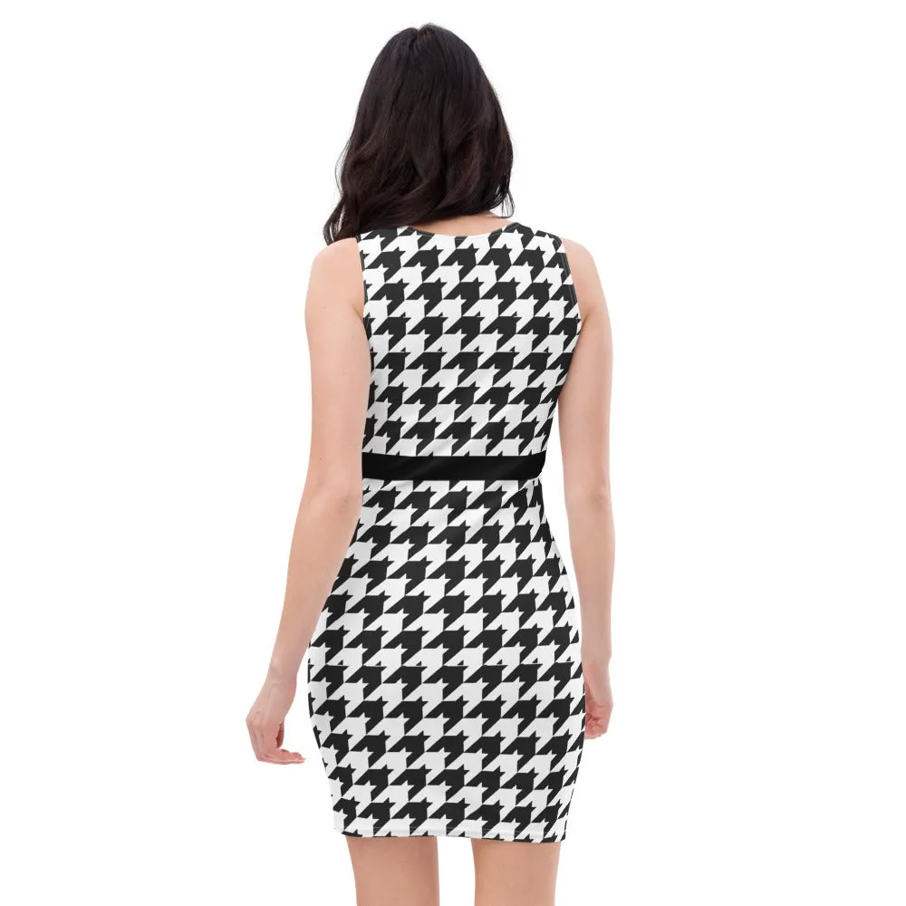Classic Houndstooth Bodycon Dress