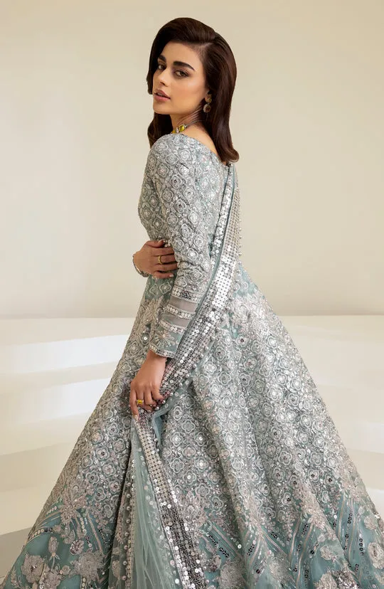 Classic Pakistani Bridal Dress in Blue Pishwas Style