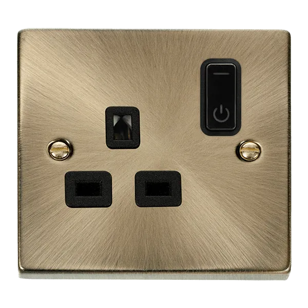 Click Deco VPAB30535BK Victorian Ingot 13A 1G RF Smart Socket - Antique Brass (Black)