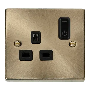 Click Deco VPAB30535BK Victorian Ingot 13A 1G RF Smart Socket - Antique Brass (Black)