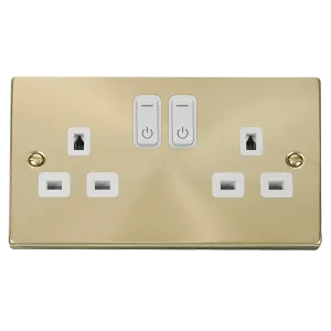 Click Deco VPSB30536WH Victorian Ingot 13A 2G RF Smart Socket - Satin Brass (White)