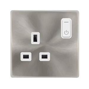 Click Definity Complete SFBS30035PW 13A 1G RF Smart Socket - Brushed Steel - Polar White Insert
