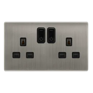Click Definity Complete SFSS30036BK 13A 2G RF Smart Socket - Stainless Steel - Black Insert