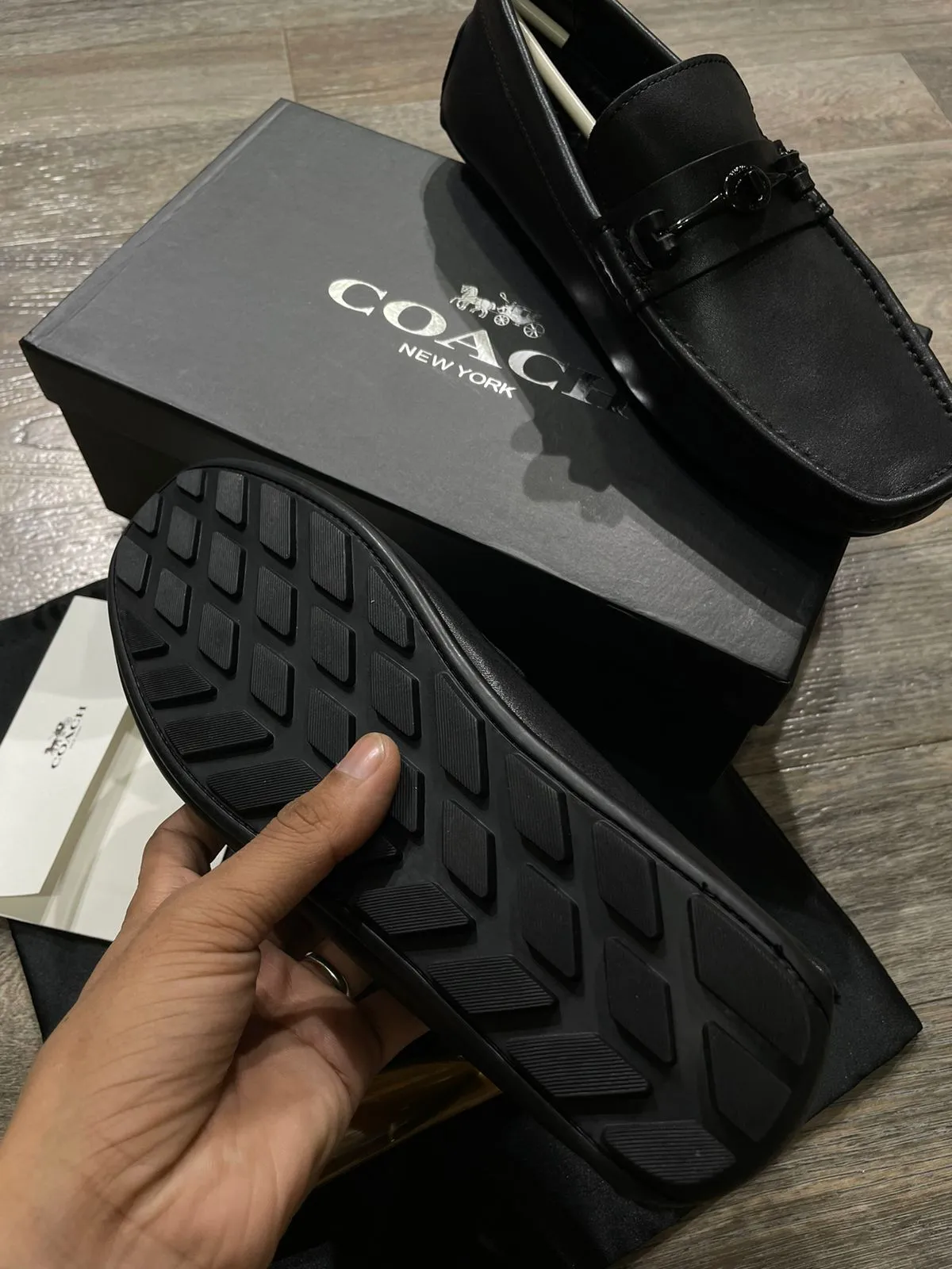 COACH || MEN'S CASUAL CALF LEATHER LOAFER BLACK