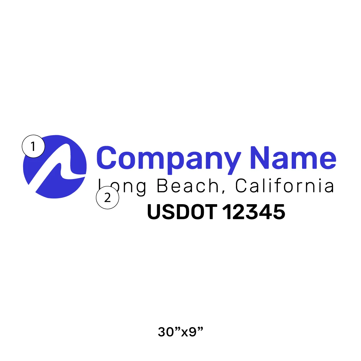 Company Name Truck Door Decal (USDOT), 2 Pack