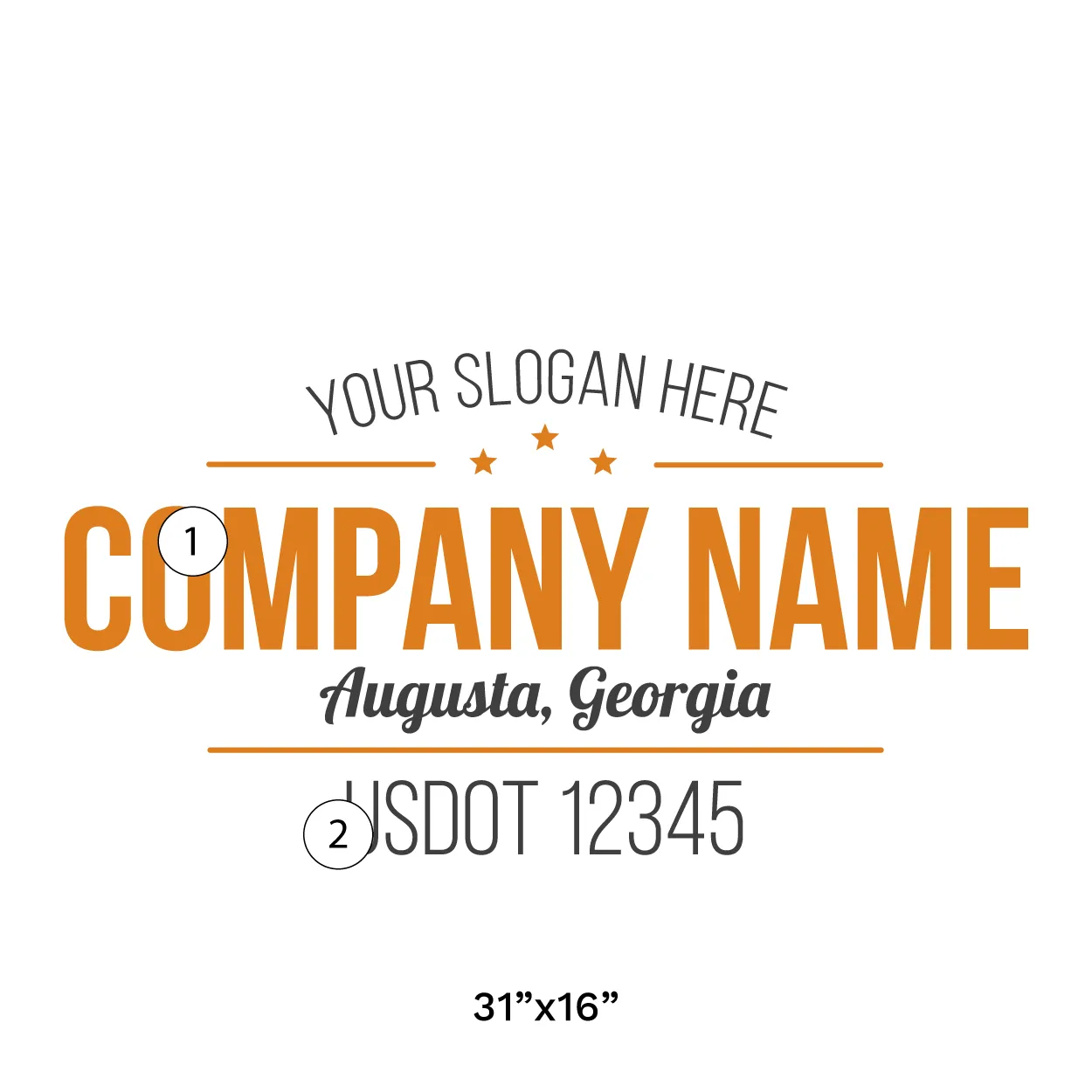 Company Name Truck Door Decal (USDOT), 2 Pack