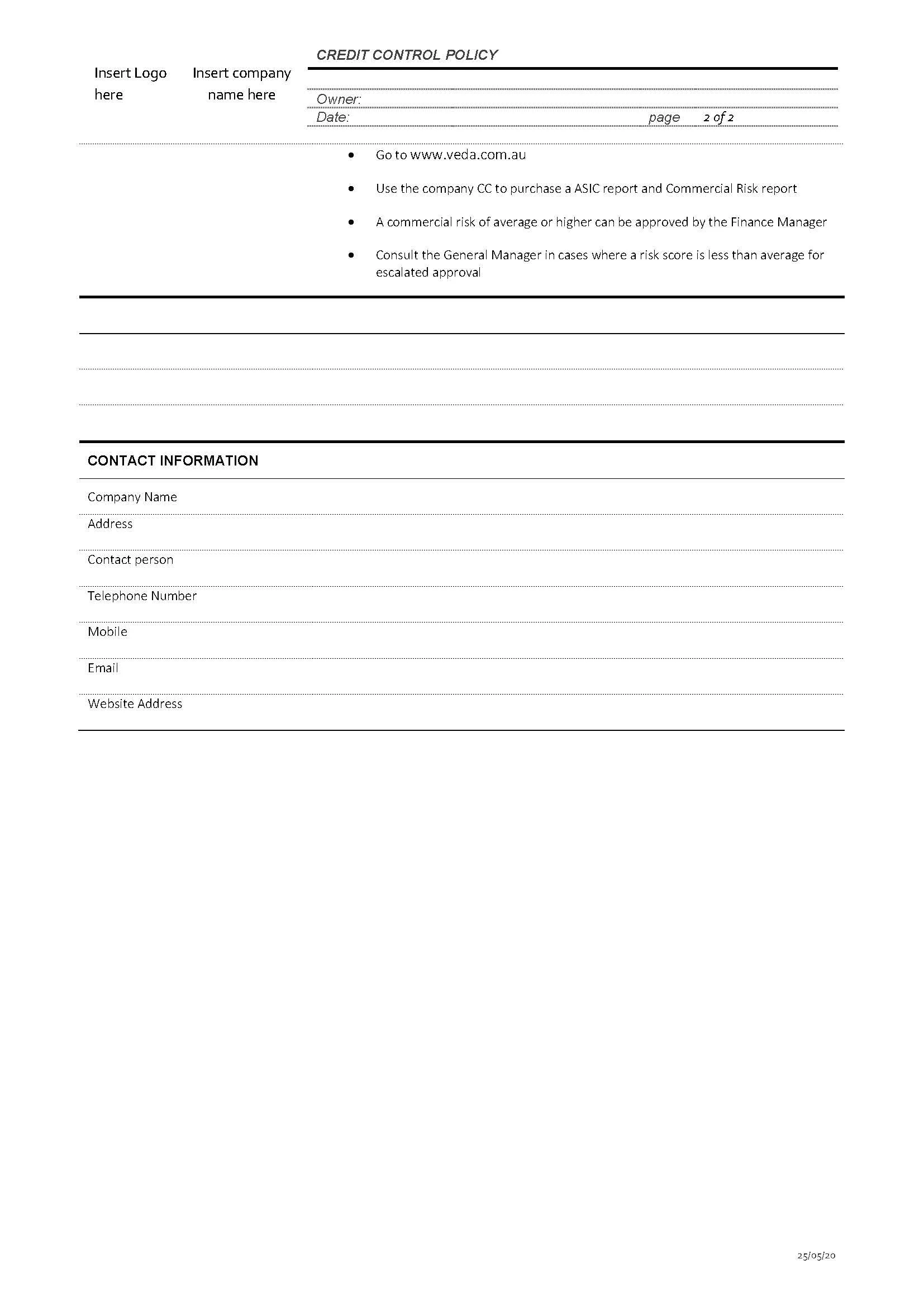 Credit Control Policy