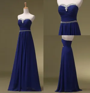 Crystal Long Prom Dresses,Sweetheart Prom Dress,Evening Dresses