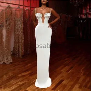 Custom Mermaid Spaghetti Straps Sexy V-Neck Modest Mermaid Prom Dresses PD1937