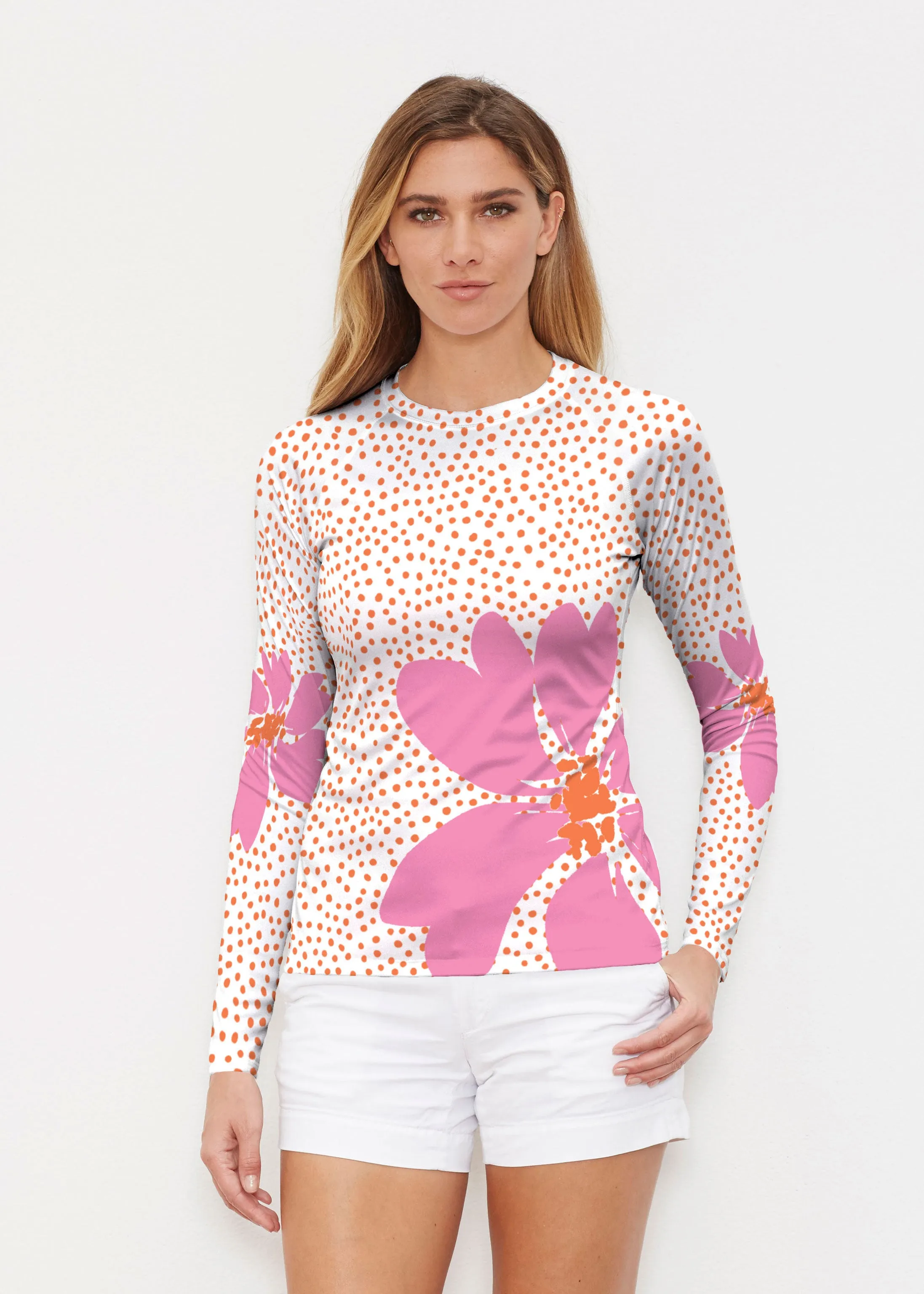 Daisy Dots Pink (8079) ~ Long Sleeve Rash Guard