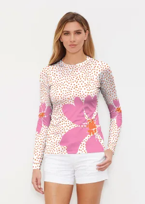 Daisy Dots Pink (8079) ~ Long Sleeve Rash Guard