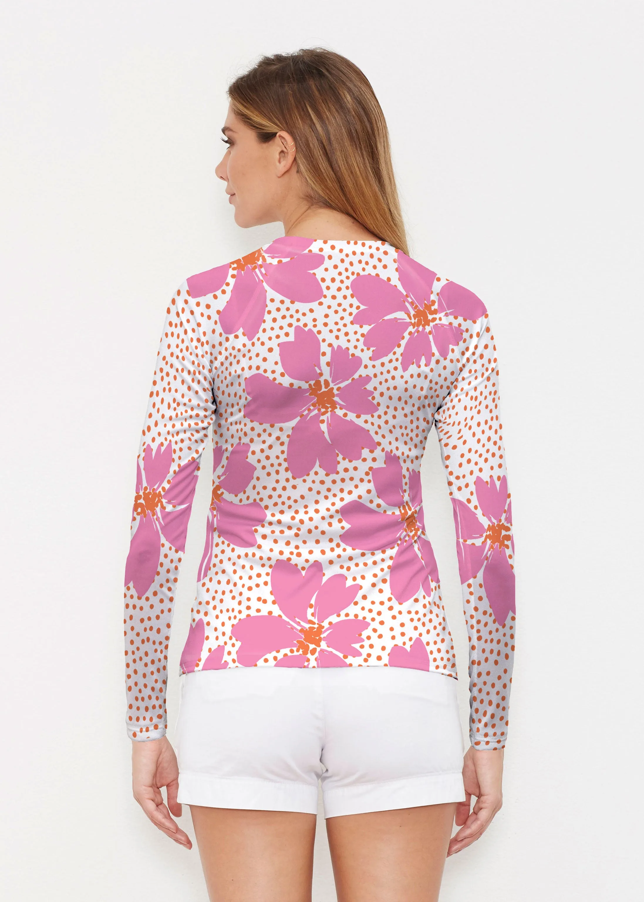 Daisy Dots Pink (8079) ~ Long Sleeve Rash Guard