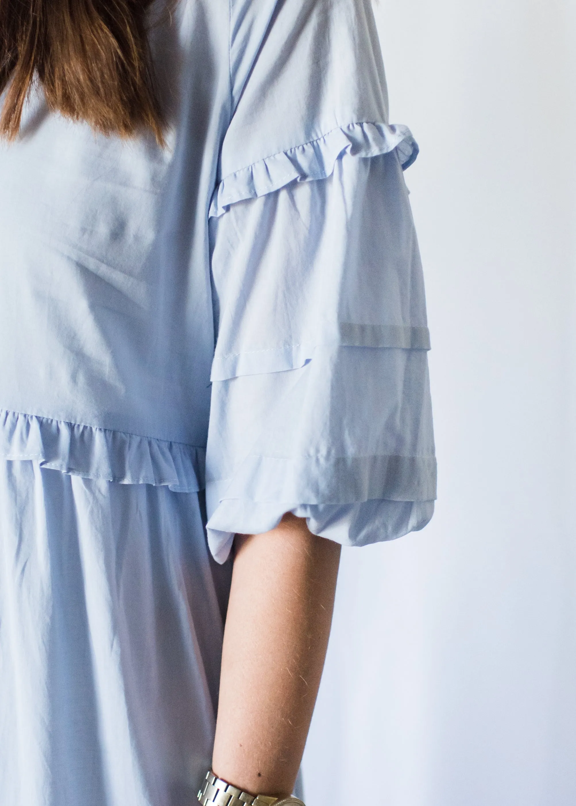 Dancing at Dusk Soft Blue Midi Dress