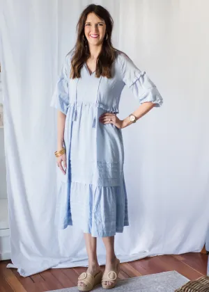 Dancing at Dusk Soft Blue Midi Dress