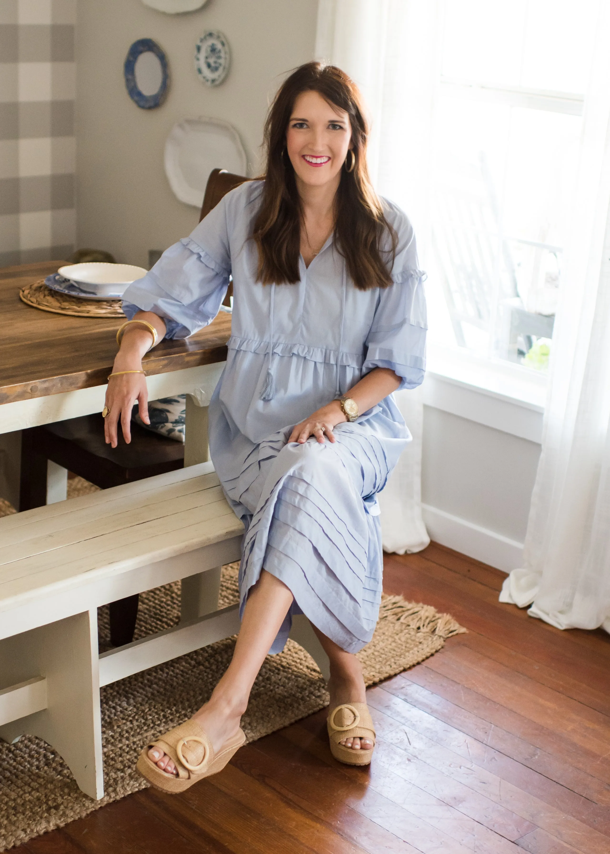 Dancing at Dusk Soft Blue Midi Dress