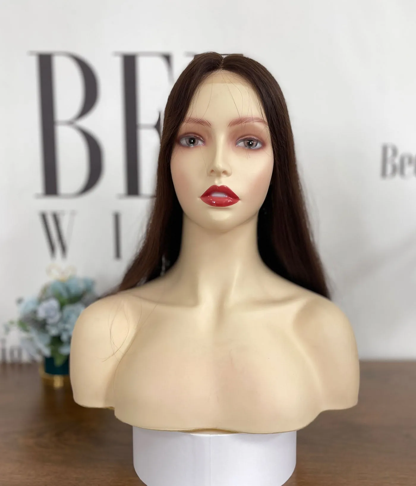 Dark Brown 8×8 Kippah Fall Wig Human Hair Toppers
