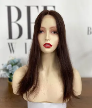 Dark Brown 8×8 Kippah Fall Wig Human Hair Toppers