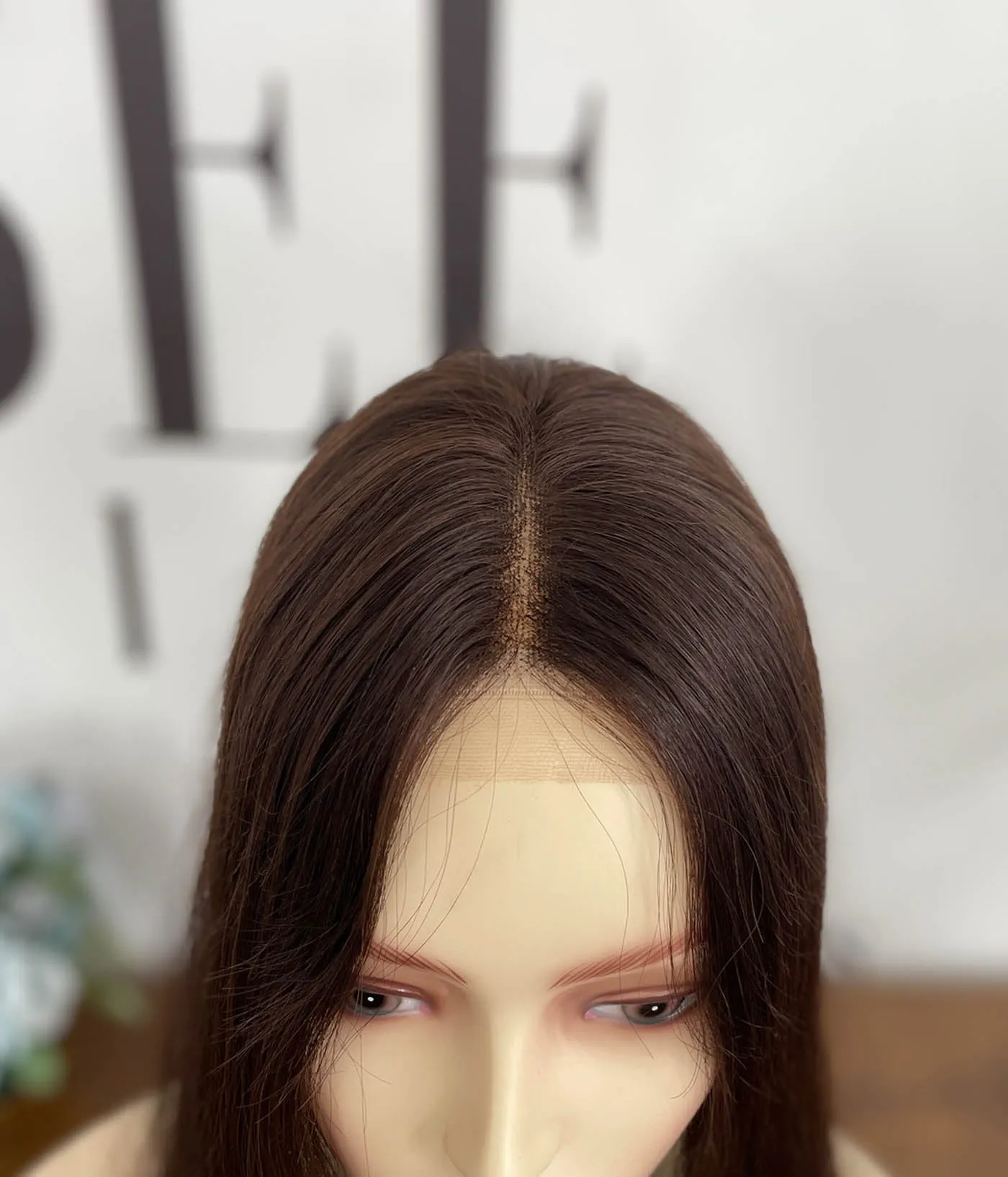 Dark Brown 8×8 Kippah Fall Wig Human Hair Toppers
