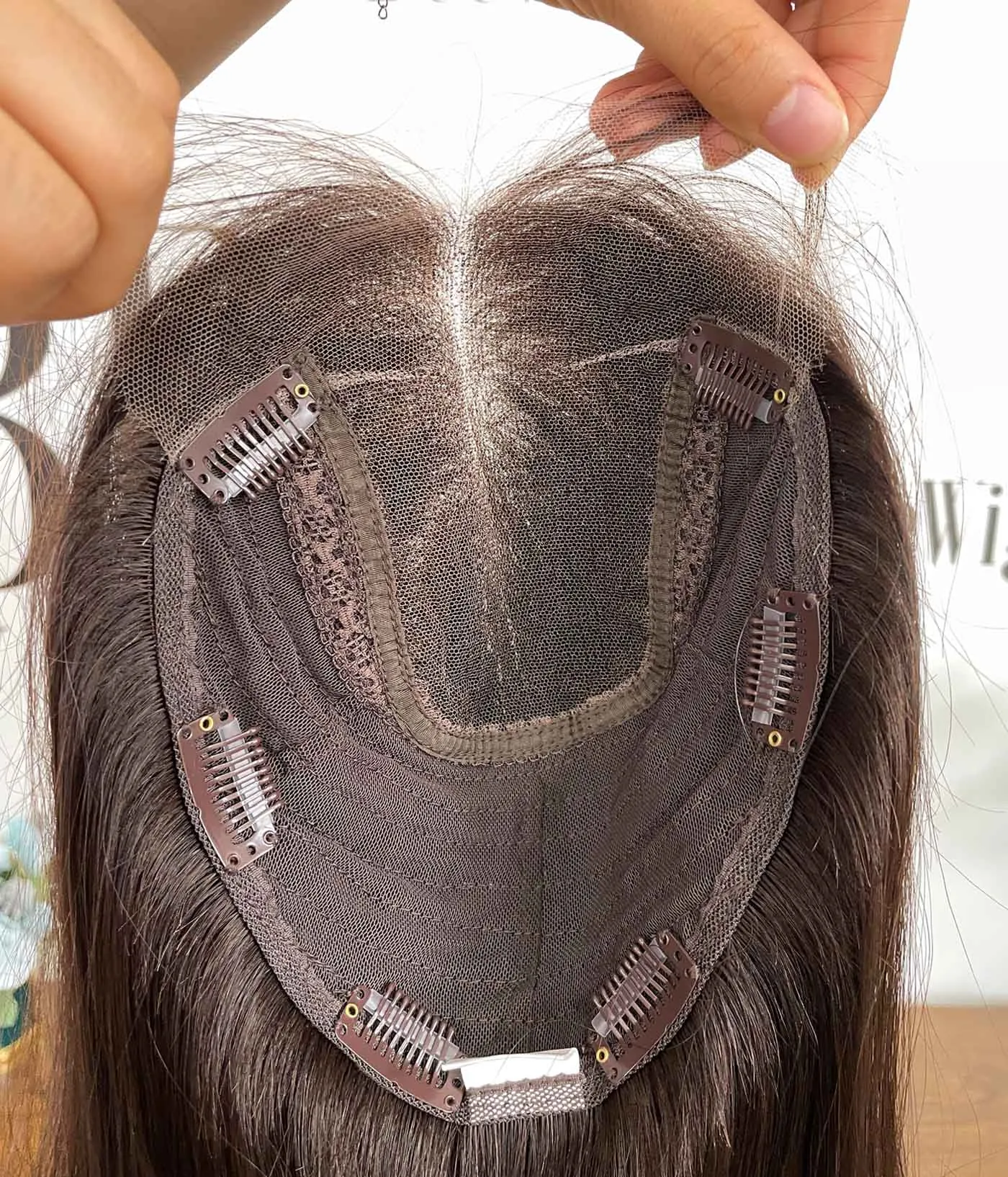 Dark Brown 8×8 Kippah Fall Wig Human Hair Toppers