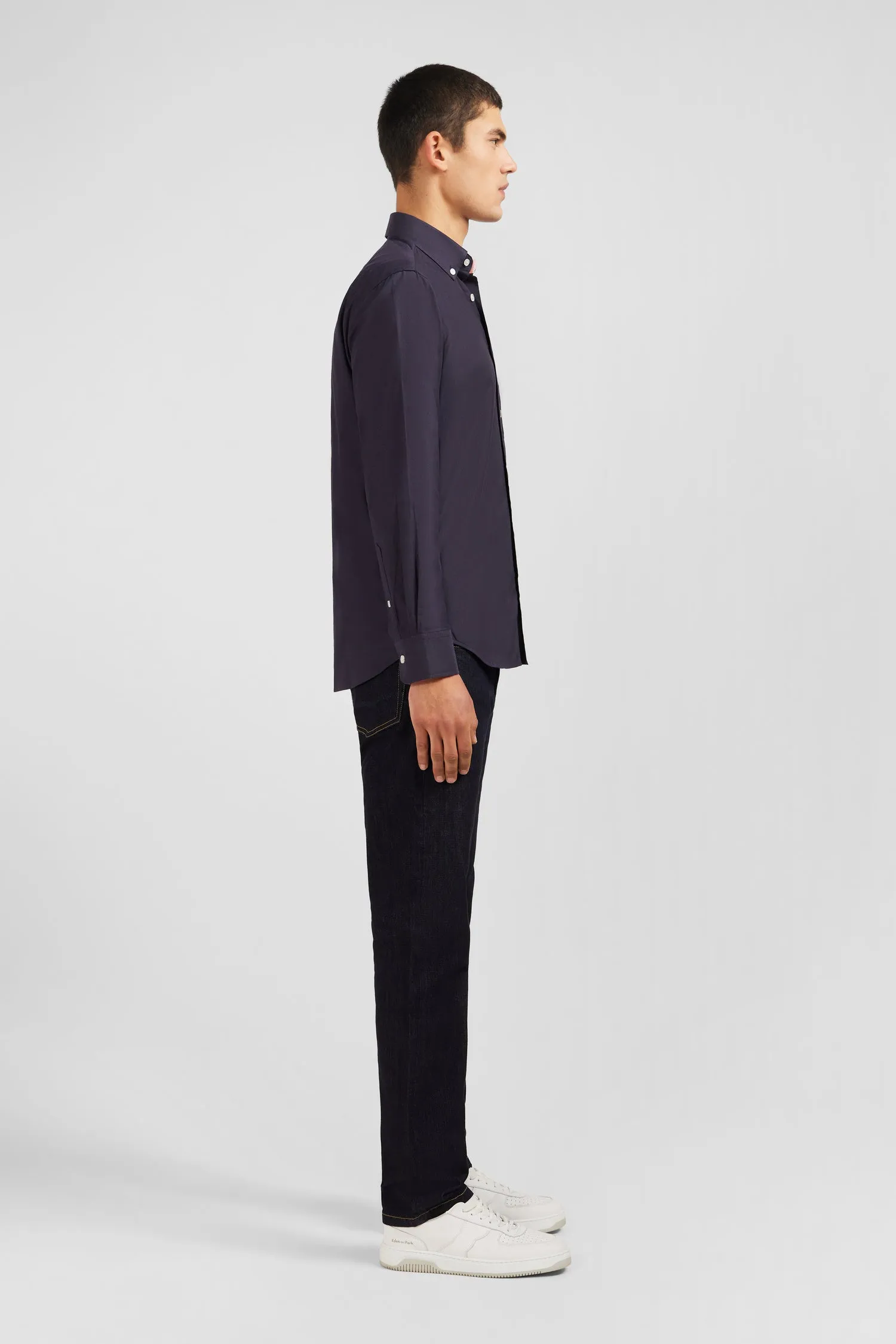 Dark grey plain cotton shirt