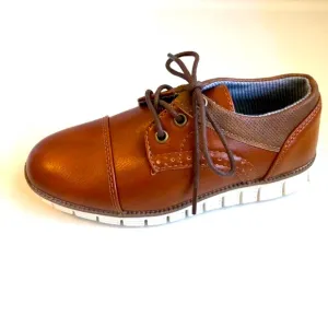 DEER STAGS Emilio Dress Oxford Sneaker Lace-up Vegan Leather Brown Boys SZ 13