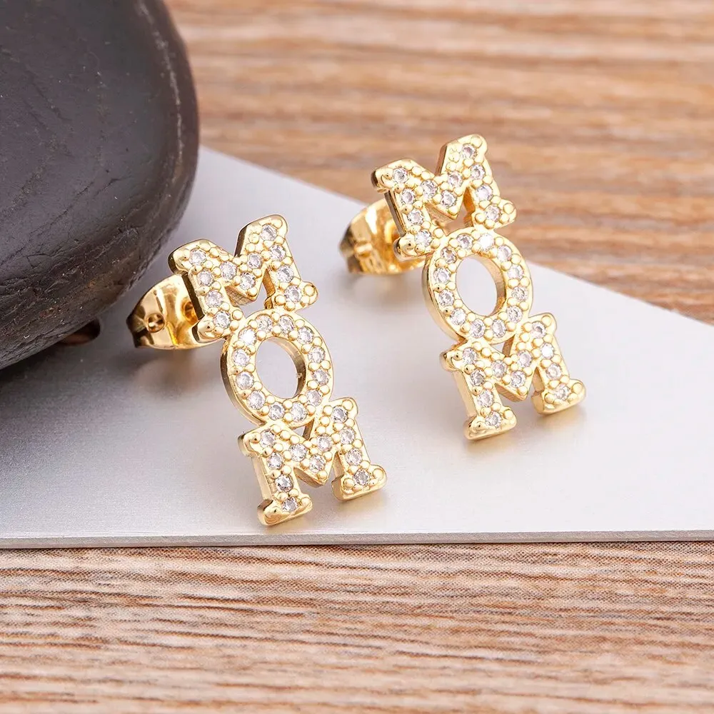 Design High-end Luxury Lettering Stainless Steel Gold Plated Earrings