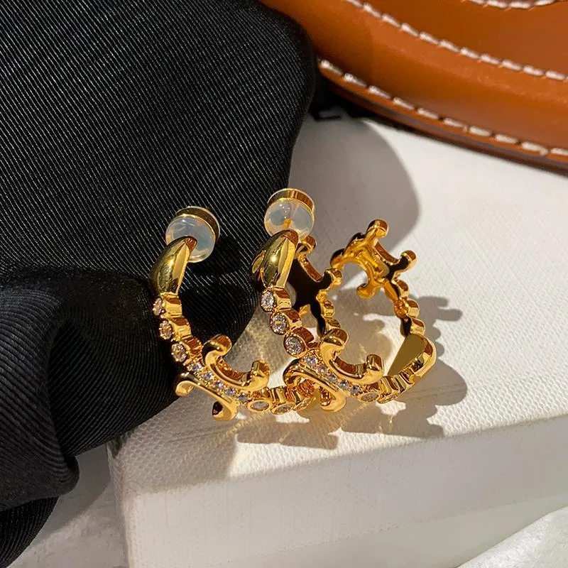 Design High-end Luxury Lettering Stainless Steel Gold Plated Earrings