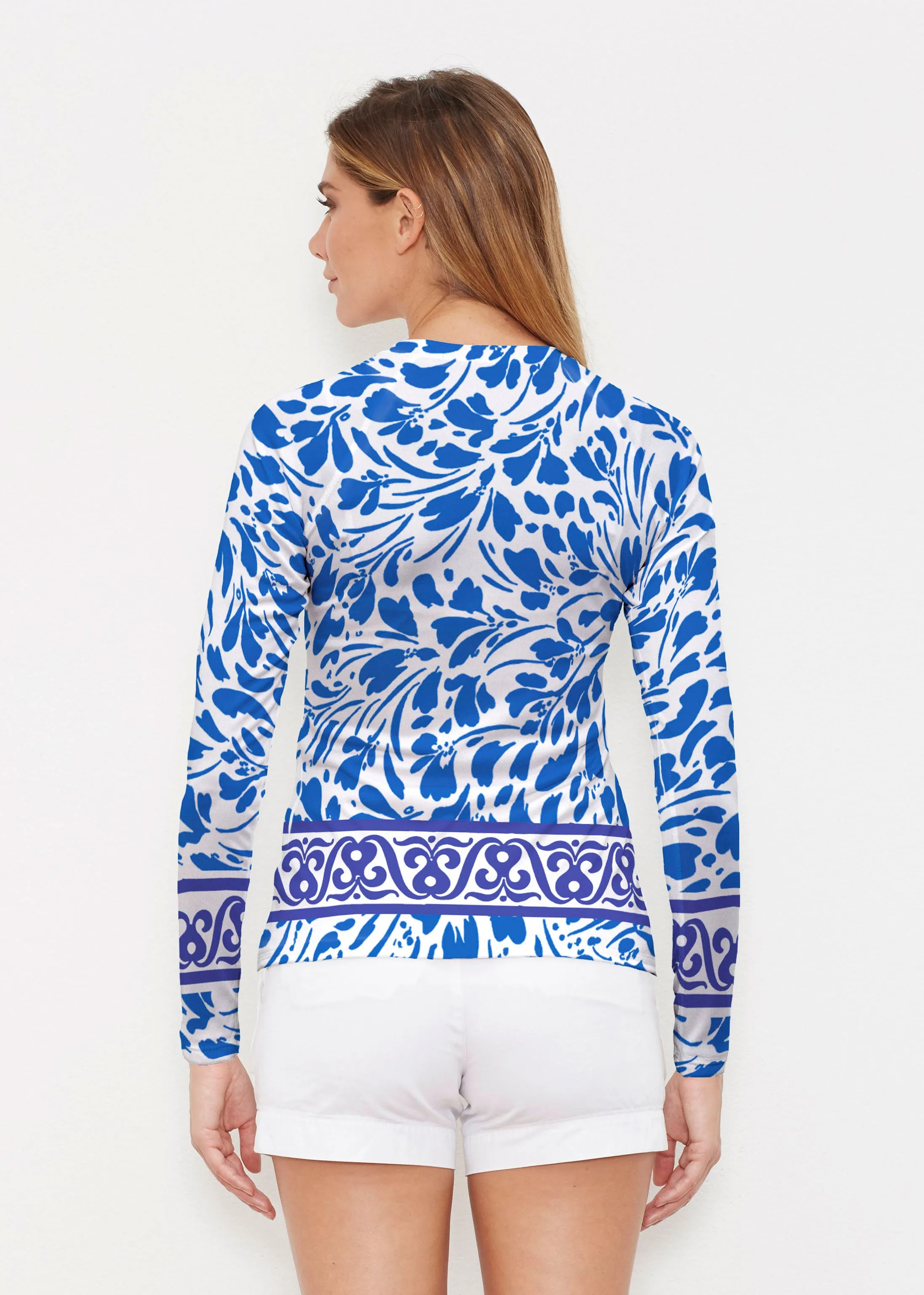 Ditsy Royal (7930) ~ Long Sleeve Rash Guard