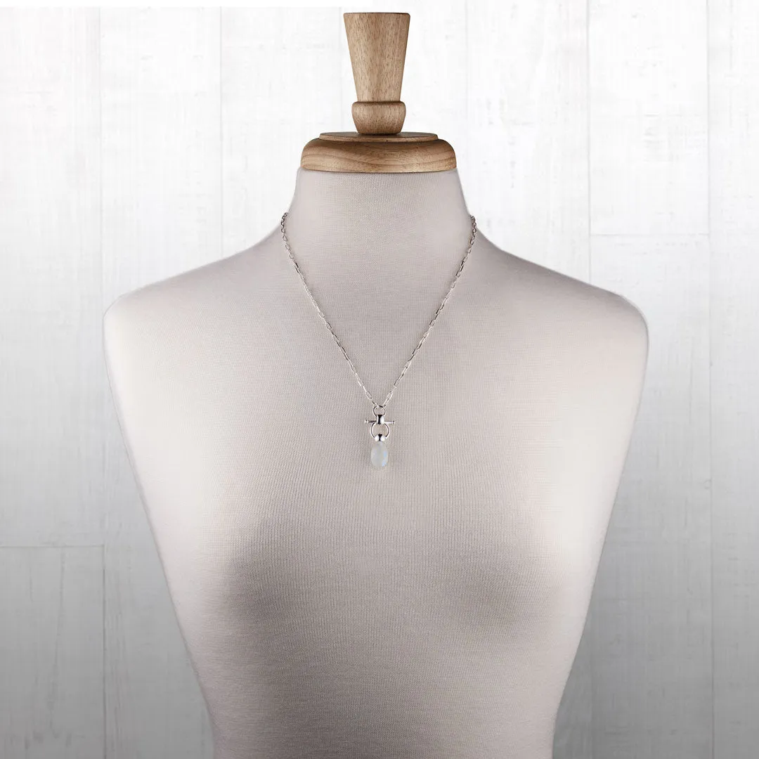 Droplette - Snaffle Horse Bit Moonstone and Sterling Silver Necklace