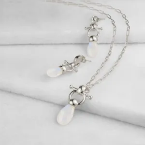 Droplette - Snaffle Horse Bit Moonstone and Sterling Silver Necklace