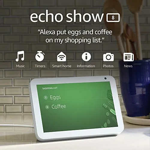 Echo Show 8 (1st Gen, 2019 release) -- HD smart display with Alexa – stay connected with video calling - Sandstone
