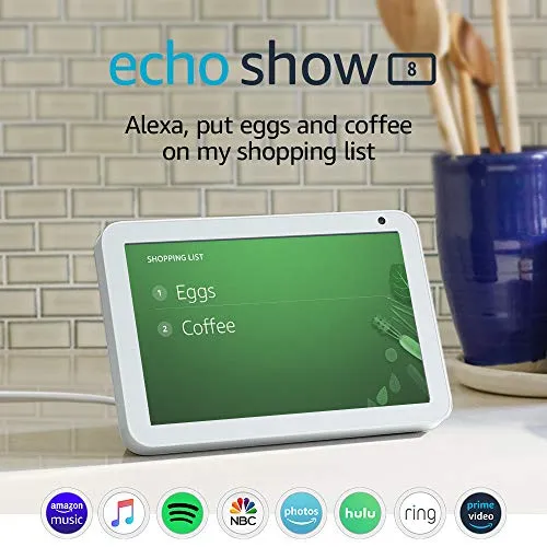 Echo Show 8 (1st Gen, 2019 release) -- HD smart display with Alexa – stay connected with video calling - Sandstone